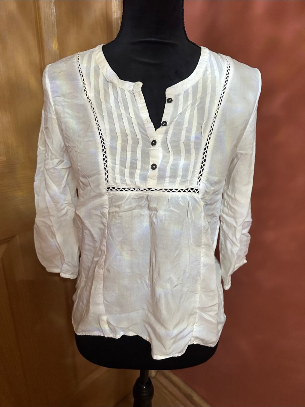 Panhandle Slim White Linen Pintuck Peasant Blouse